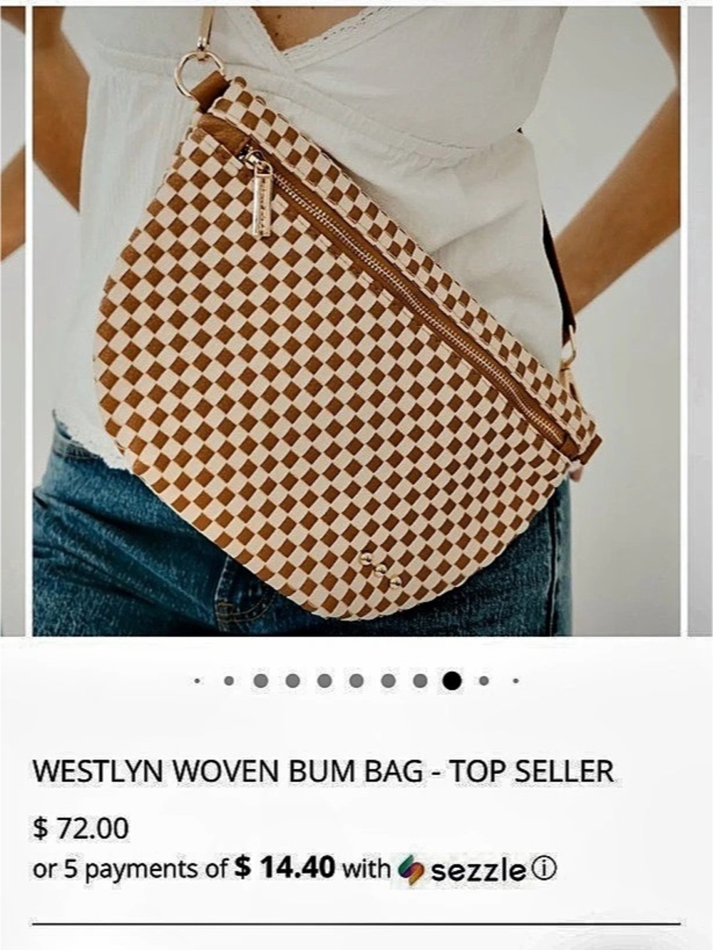 Pretty Simple Westlyn Woven Bum Bag Brown & White
